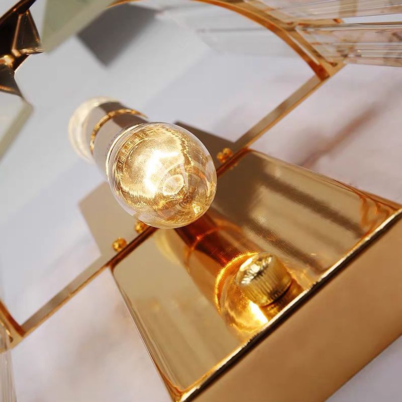 Gold Cylindrical Wall Lamp in Modern Luxury Style Carbon Steel Wall Sconce with Crystal Shade