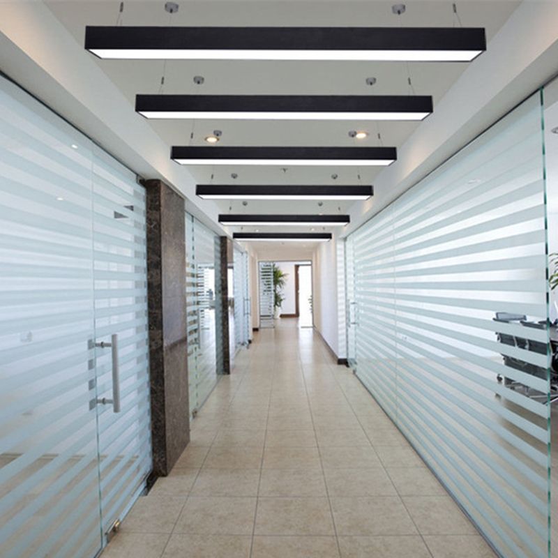 Rectangular Corridor Hanging Light Acrylic 4"/8"/10" W LED Minimalist Ceiling Pendant in Black/White