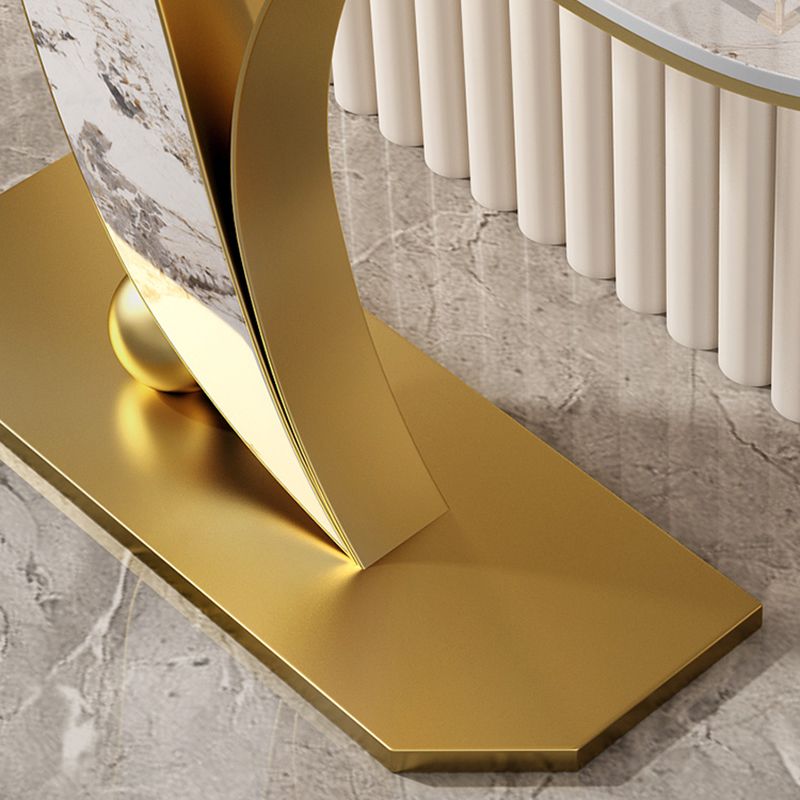 Glam Slate Half Moon Console Table Stain Resistant Scratch Resistant Sofa Table