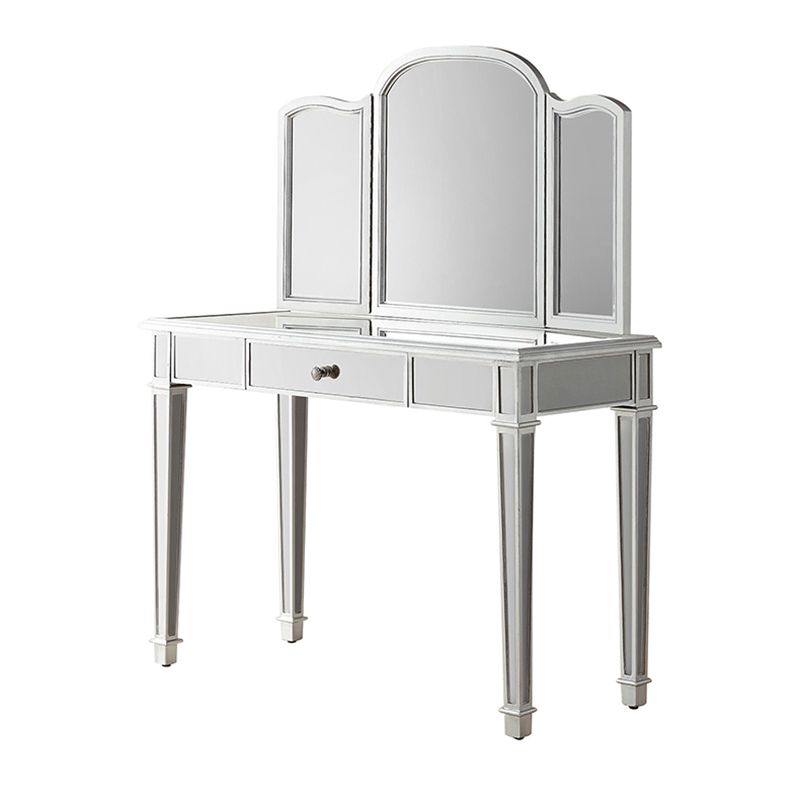 Sliver Vanity Set with 3 Storage Drawers Glass Make-up Vanity, 17.71" Wide