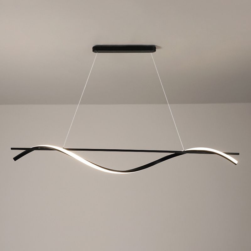 Pendante de l'île Wave Simplicité Style Métal LED Éclairage pendentif noir