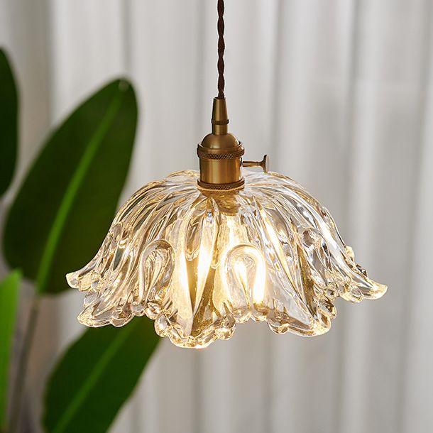 Flower Shape Shade Ceiling Pendant Lamp  Vintage Industrial  Clear Glass Indoor  Hanging Light
