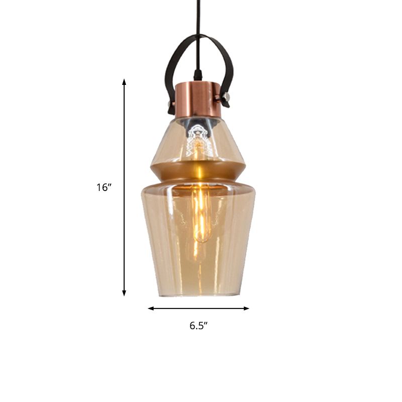 Iluminación colgante de vidrio de calabaza/cono Modernista 1 Cosco de techo colgante de color marrón claro para comedor