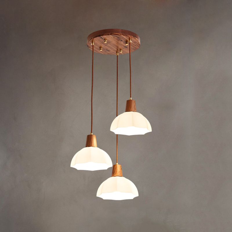 Plafond pendentif dôme Light de style contemporain en bois blanc d'éclairage pendentif blanc