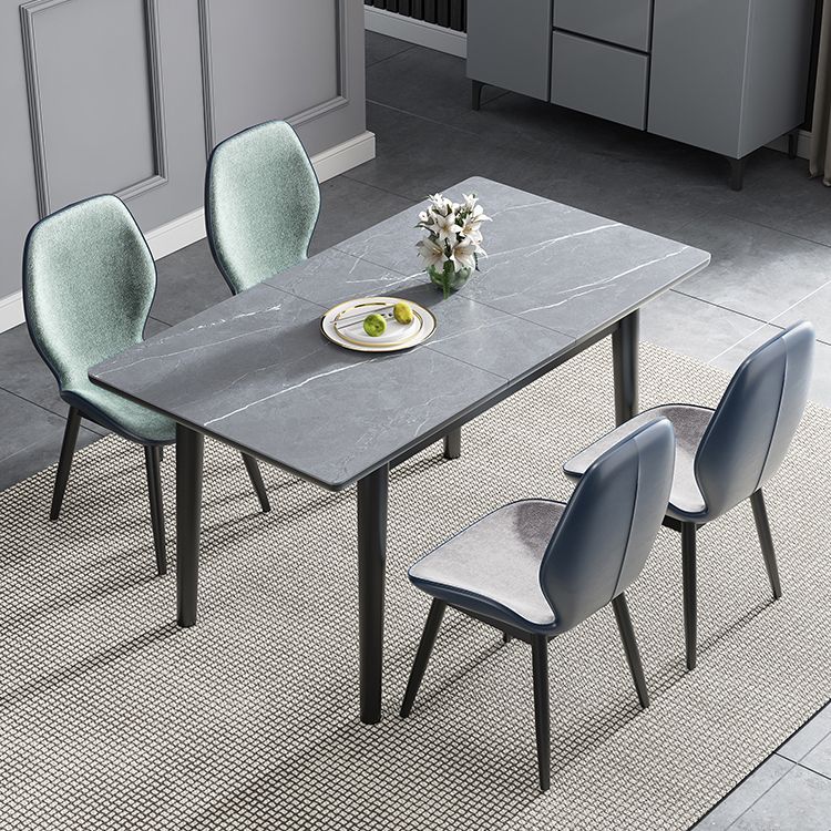 Modern Collapsible Sintered Stone Dining Room Table with 4 Metal Legs for Kitchen Dining Set