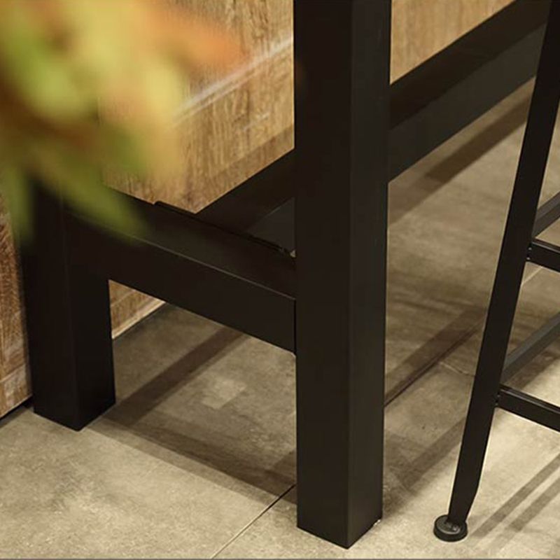 Industrial Low Back Counter & Bar Stool in Black and Brown for Restaurant