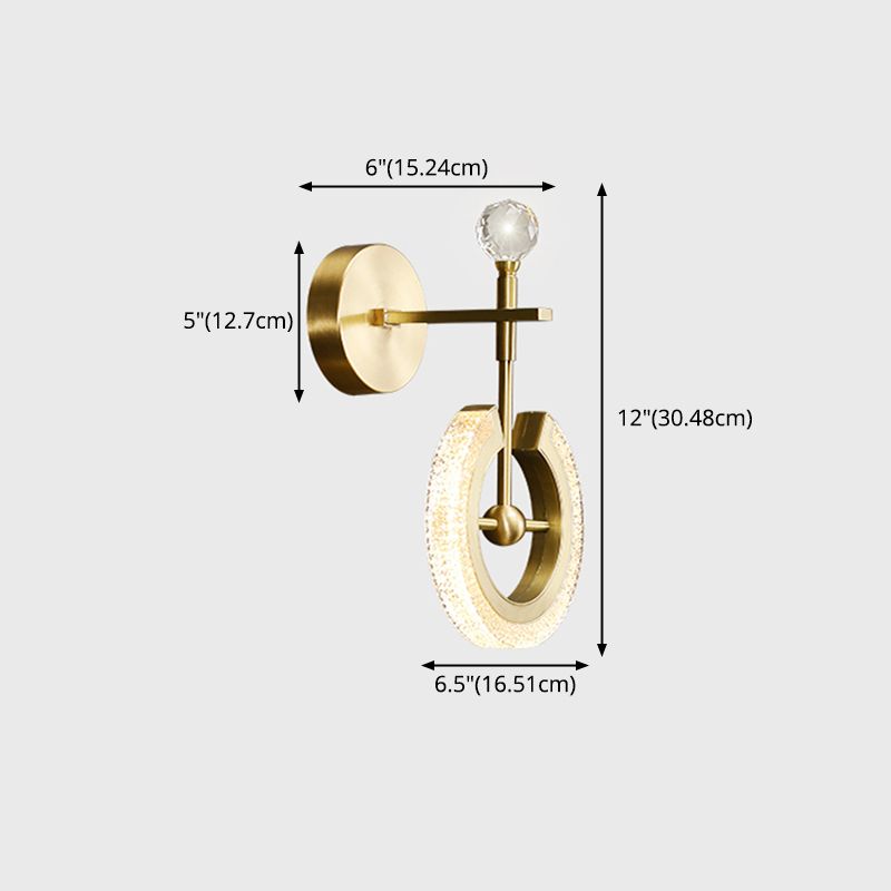 Lámparas de pared de oro contemporáneas Lámpara de montaje de pared acrílico de 1 luces para dormitorio