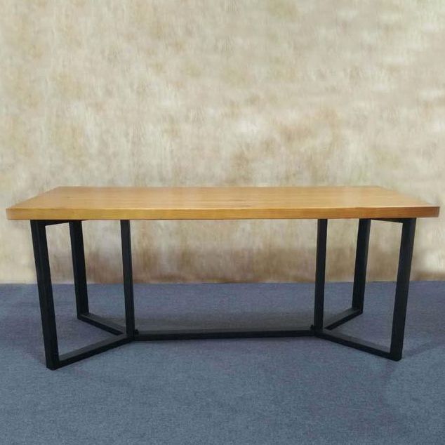 Industrial Rectangle Dining Table Solid Wood Trestle Base Dining Table
