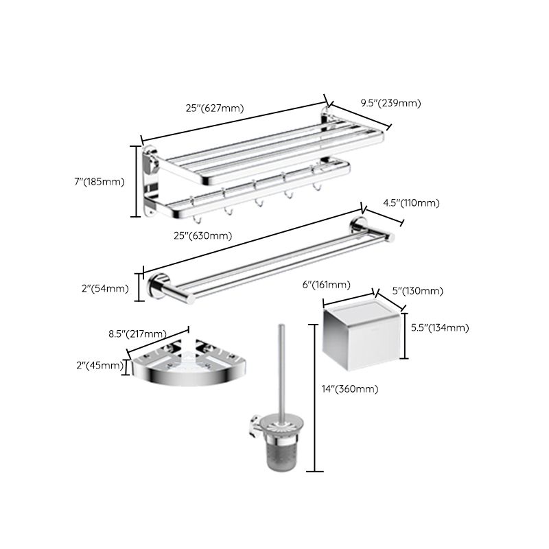 Modern Bathroom Accessory Kit Bath Shelf Stainless Towel Bar Steel Bathroom Set