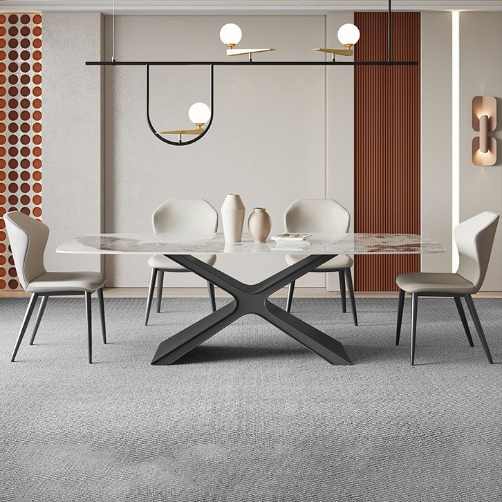 Modern Sintered Stone Top Dining Set Rectangle 1/4/5/6/7 Pieces Dinette Table Set