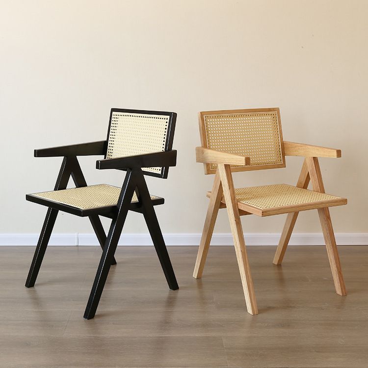 Contemporary Solid Wood Dining Room Chair Set Open Back Dining Arm Chair