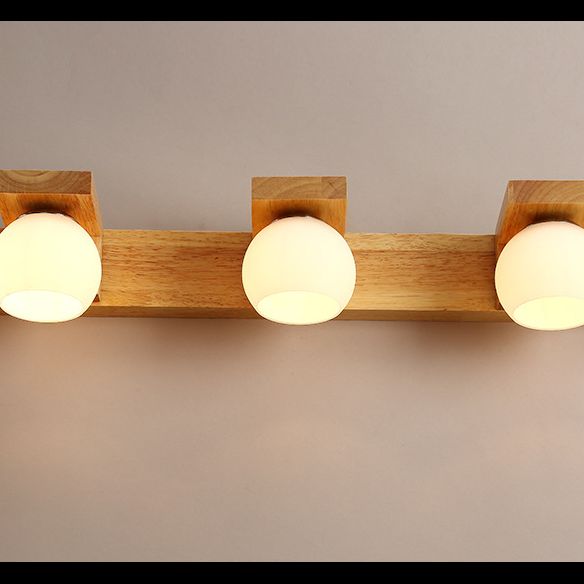 Bola de vidrio tocador de tocador apliques nórdico lámpara de tocador de madera para baño