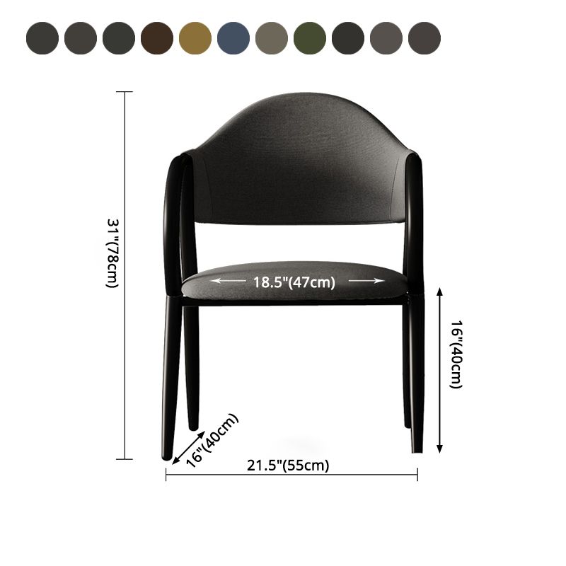 Silla de comedor de cuero industrial con respaldo abierto y patas de metal