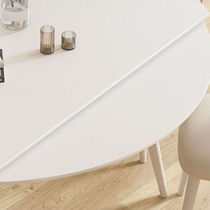 Modern Round Stone Dining Table Extendable for Small Spaces in White