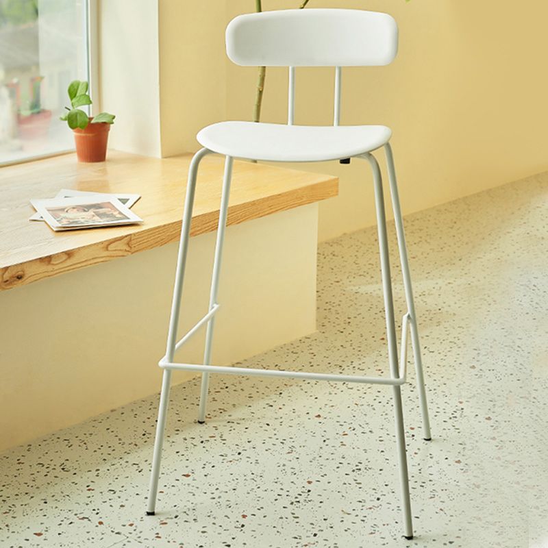 Modern Backrest Armless Counter Stool Metal Bar Stool with Plastic Cushion