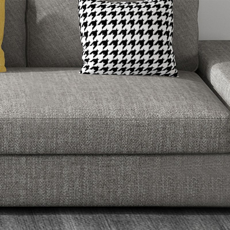 Stationary with Storage Slipcovered Square Arm Gray Cushions Sofa