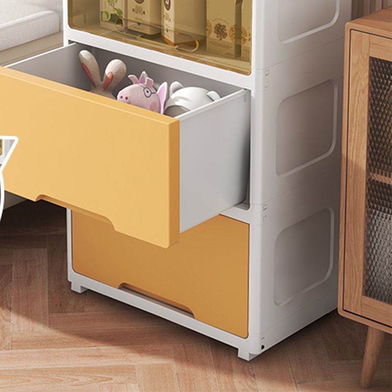 Contemporary Plastic Book Shelf with Closed Back Standard with Doors