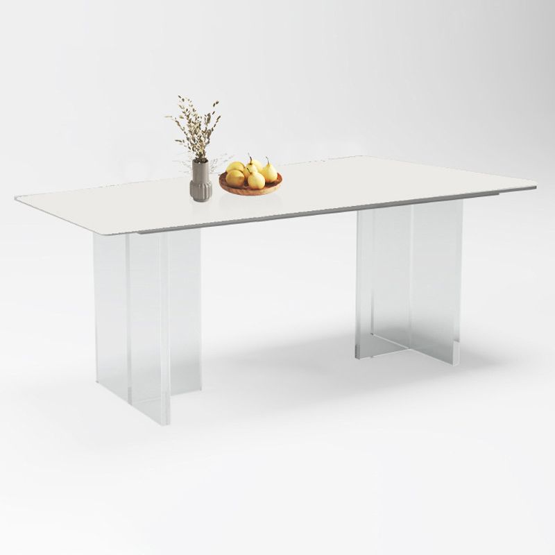 Acrylic Contemporary Rectangular Dining Table Sintered Stone Table with Acrylic base