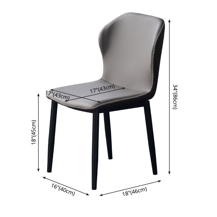 Accueil Chaise d'appoint contemporaine Chaise de salle à manger en métal à oreilles avec coussin en cuir