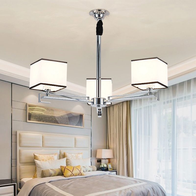 Tessuto lampada a ciondolo bianco quadrata 3/6/8 luci classiche lampadario lampadario per camera da letto