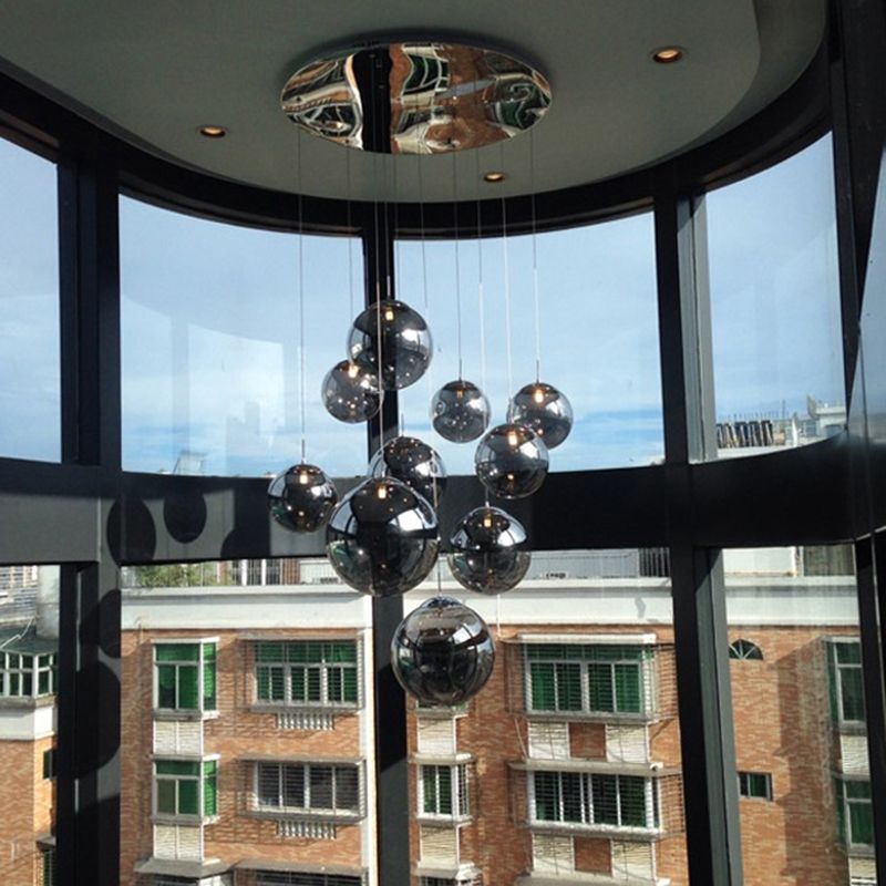 Glass Globe Pendant Light in Modern Creative Style Wrought Iron Hanging Lamp for Commercial Place