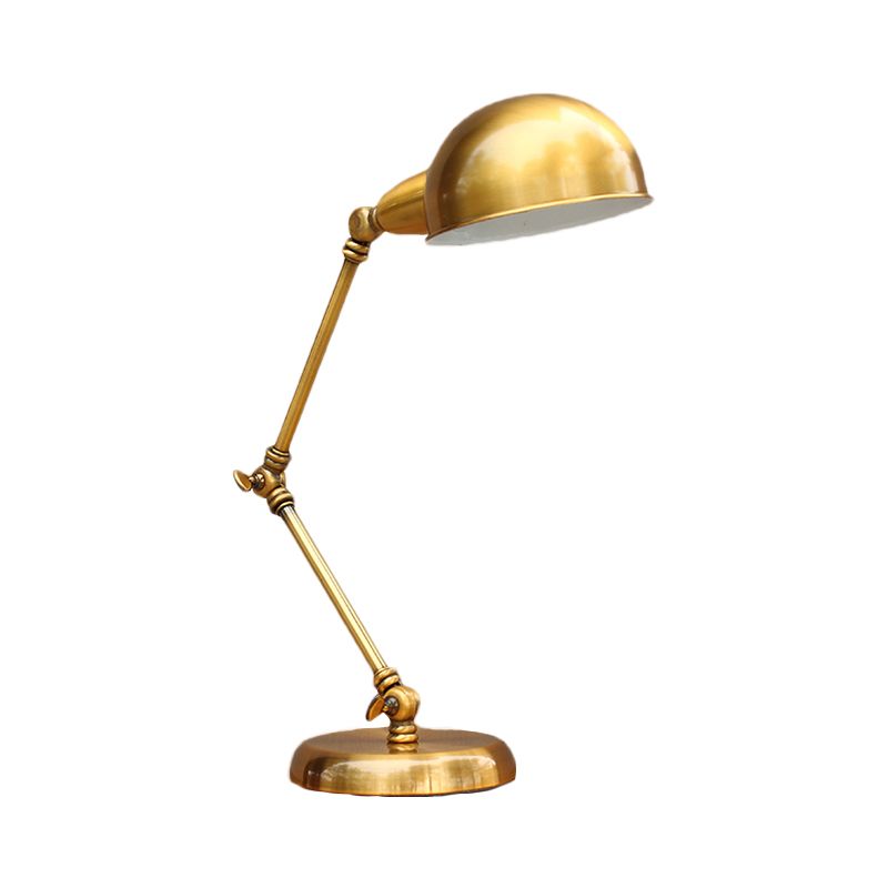 1 Kopfschreibtischlicht mit Kuppel Schatten Vintage Loft Metallic Verstellbarer Schreibtischlampe in Gold für Schlafzimmer