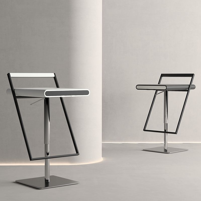 Leather Bar Stool Industrial Backrest Counter Stool for Living Room