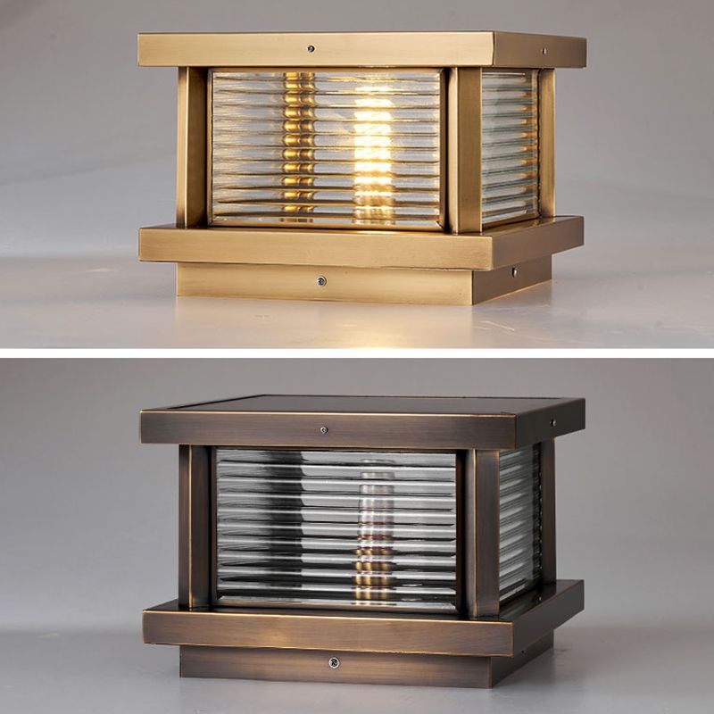 Modern Simple Outdoor Light Square Shape Copper Pillar Lamp for Outdoor