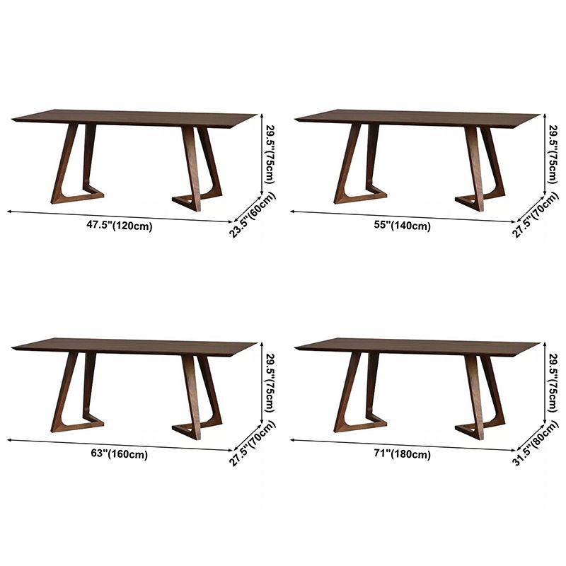 Eigentijdse rechthoek eettafel dennen vaste houten tafel met dubbel voetstuk voor eetkamer