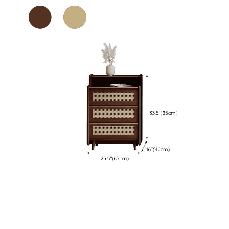 25.59" Wide Accent Chest Mid-Century Modern Wood Chest with Rattan Accent