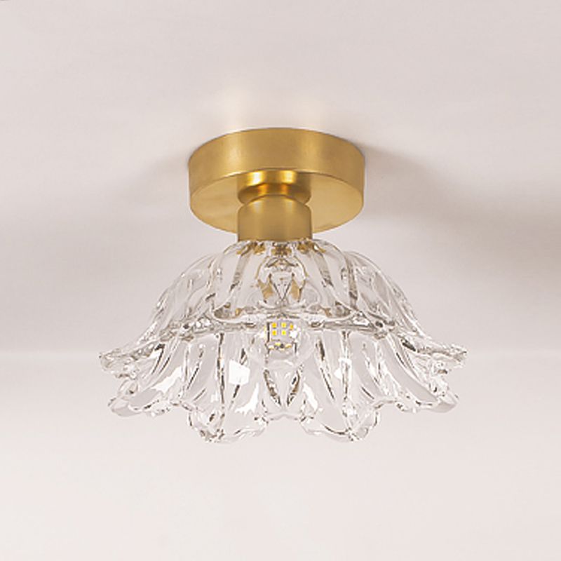 Multi-fosses contemporaines Verre de luminaire luminaire 1 Light Flush Mount Lights in Gold