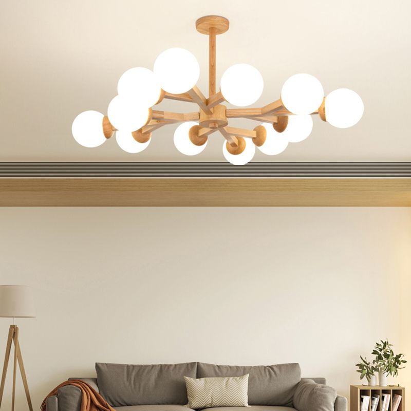 Globe Chandelier Light Fixtures Modern Multi-Head Hanging Pendant Lamps with White Glass Shade