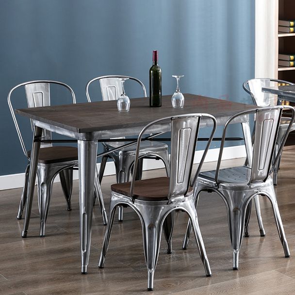 Industrial Style Solid Wood Dining Set with Rectangle Shape Table and 4 Legs Base for Home Use