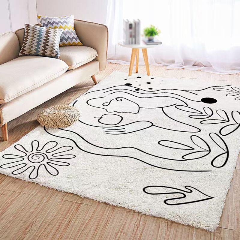 Apricot Tone Home Decor Carpet Modern Abstract Lines Area Rug Polyester with Non-Slip Backing Rug