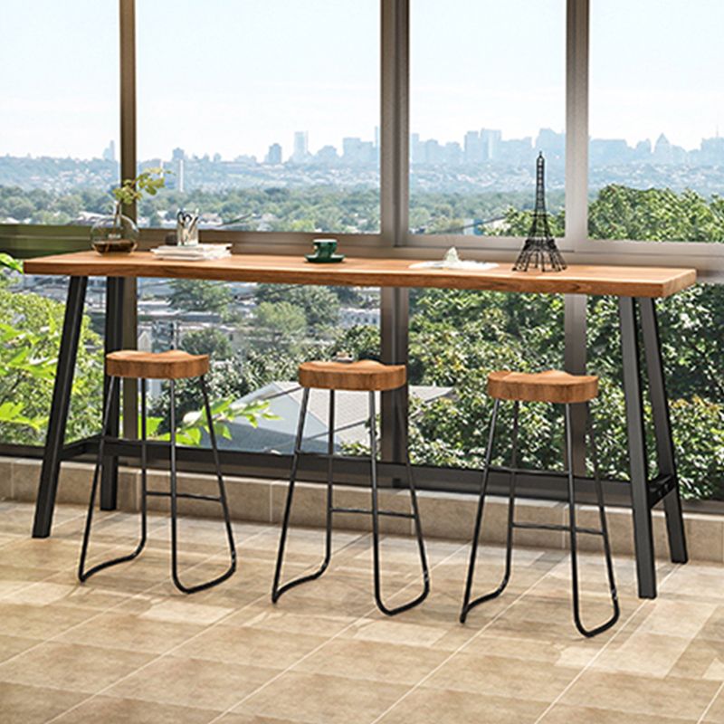 Trestle Base Solid Wood Rectangle Bar Table for Kitchen Dining Room