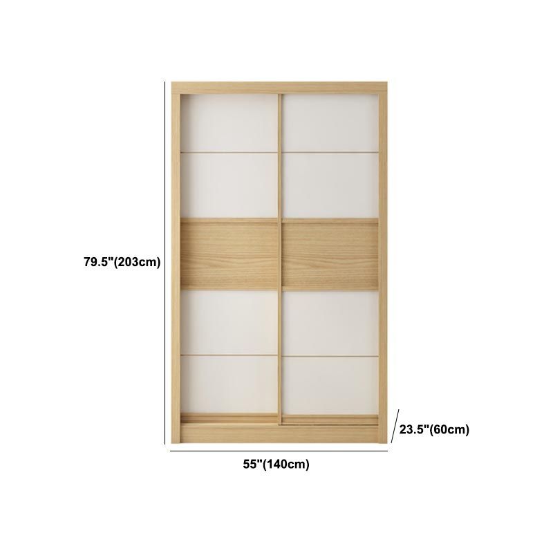 Modern Natural Wardrobe Armoire Engineered Wood Wardrobe with Drawer