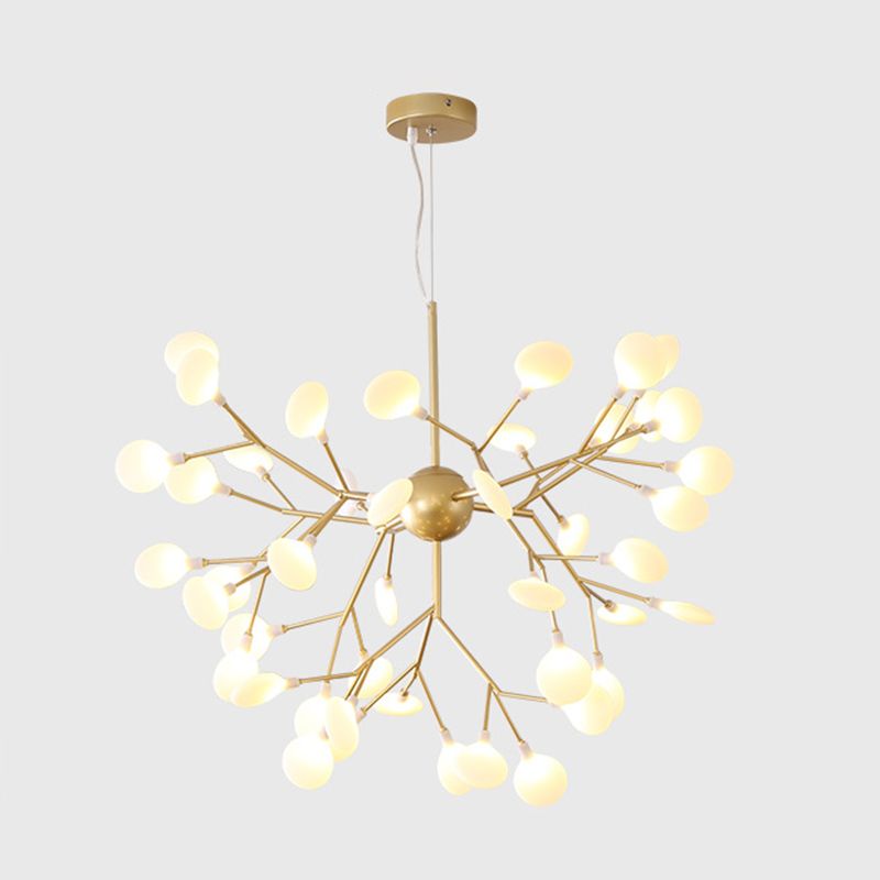 Gold Fireflies Chandelier Light Fixture Simplistic Acrylic Pendant Chandelier for Bedroom