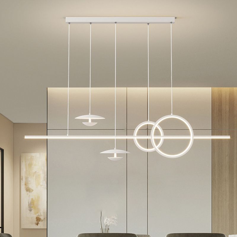 White 5-Light Kitchen Island Lighting Modernism LED Shaded Ceiling Light