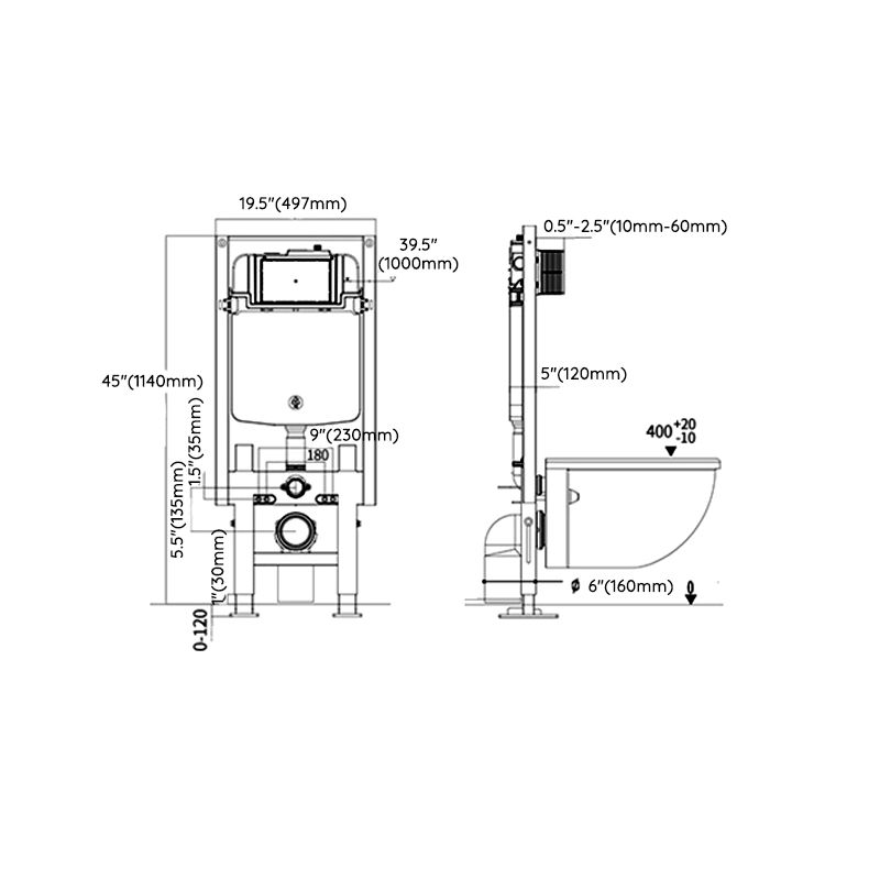 Modern Ceramic White Flush Toilet Wall Hung Urine Toilet with Seat for Bathroom