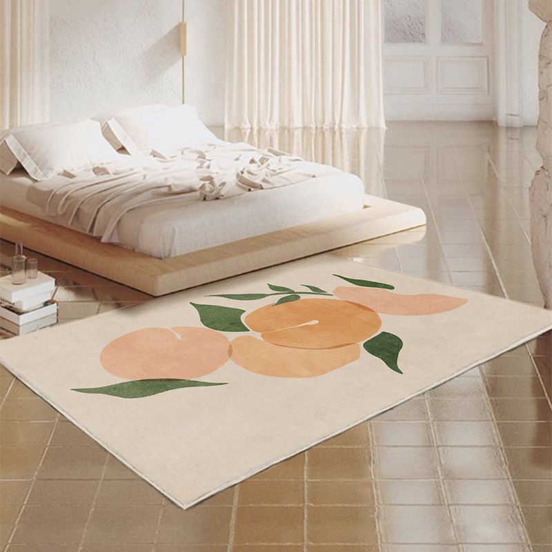 Beige Modern Rug Polyester Plant Indoor Rug Non-Slip Rug for Living Room