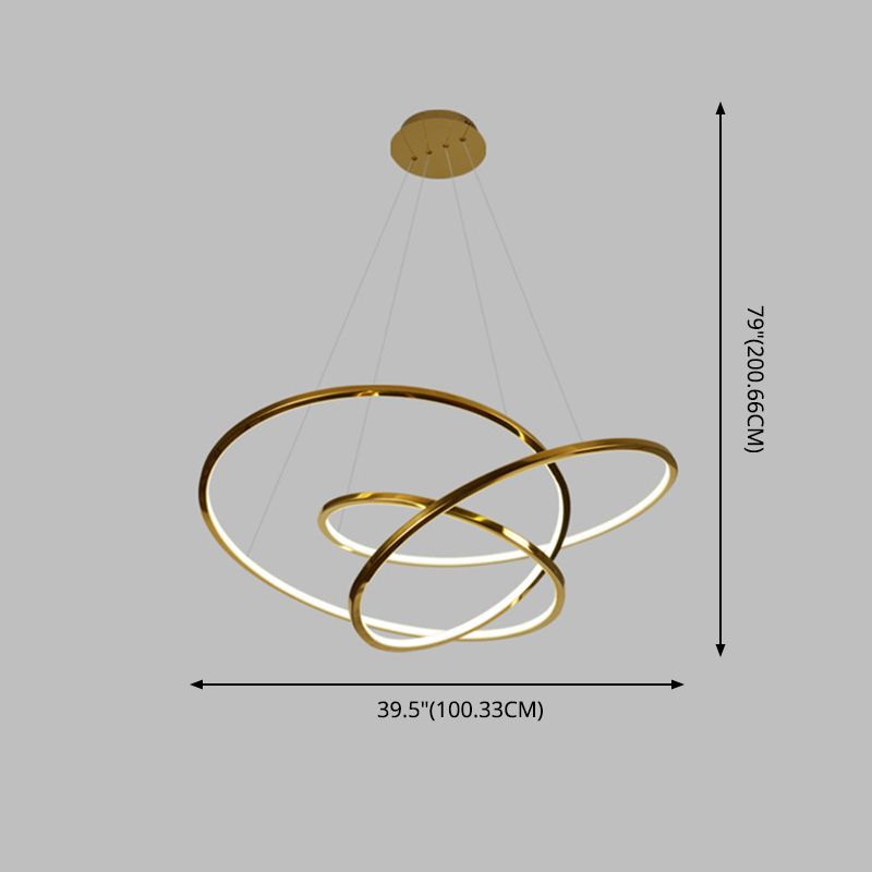 Modern Cycle Chandelier Stainless Steel Pendant Ceiling Lights with Adjustable Hanging Cord for Living Room