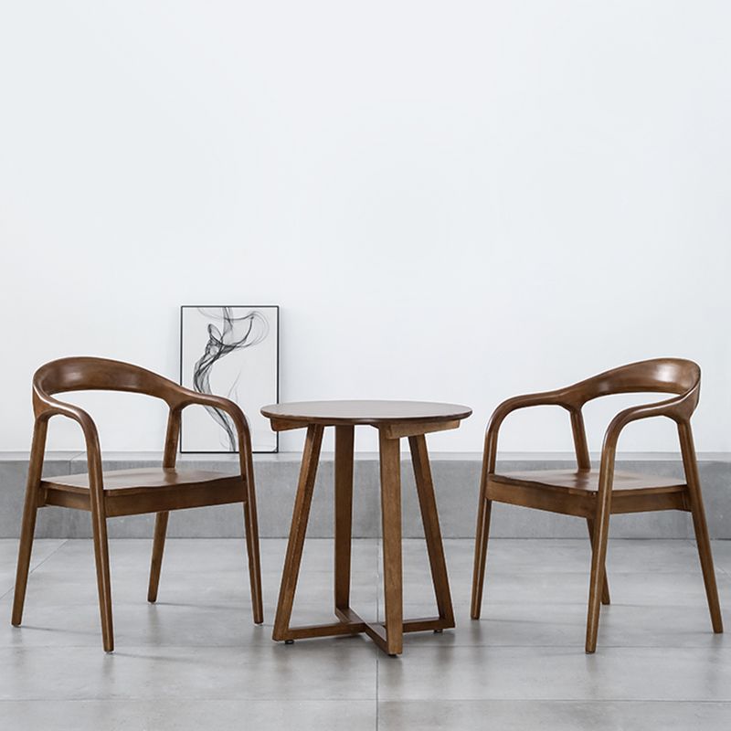 Single Round Sled Solid Wood Medium Wood Coffee Cocktail Table