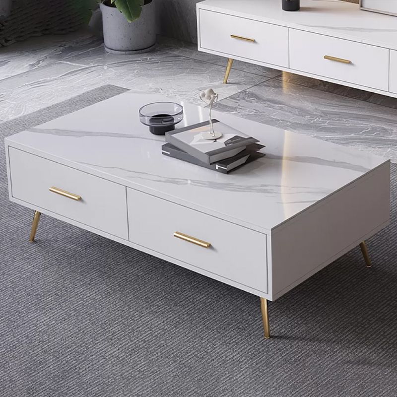 Slate Coffee Table Glam Nesting Coffee Table Set with Storage Drawers