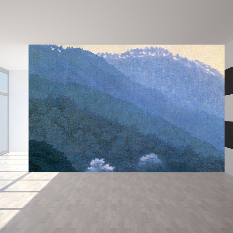 Turquoise Mountain Mural Decal Moisture Protection Contemporary Bedroom Wall Decor