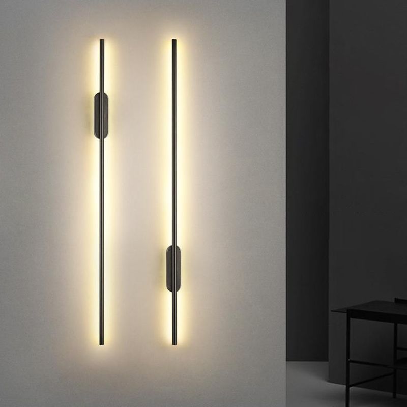Single Contemporary Black Wall Mounted Sconce LED Linear Wall Light for Bedroom