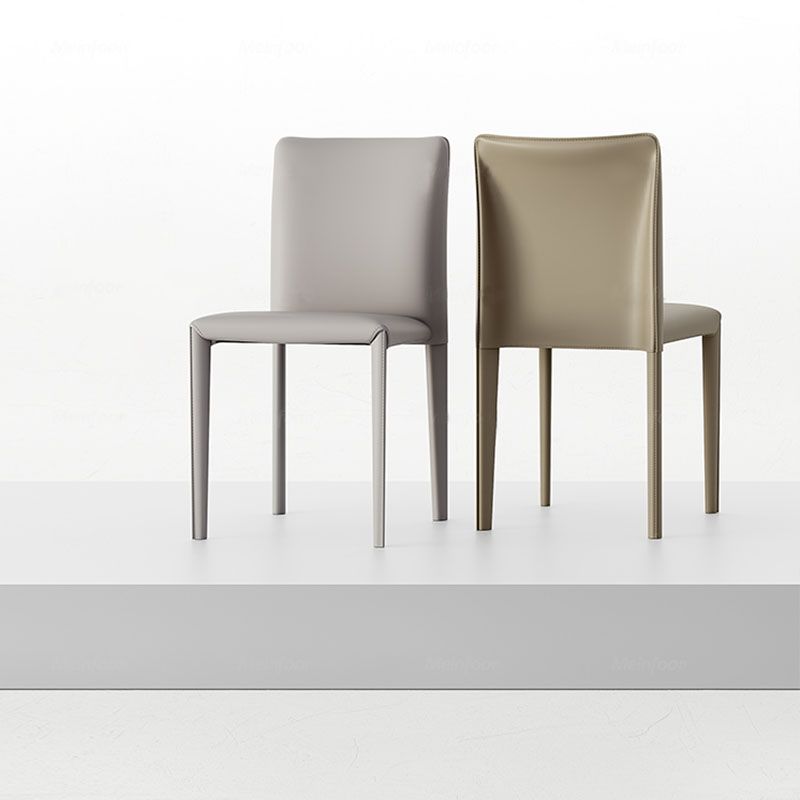 Designer Style Armless Chair Parsons Back Leather Chair for Restaurant