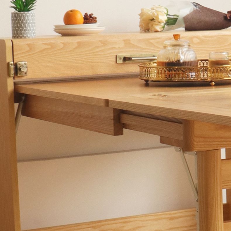 Tavolo da pranzo pieghevole in legno di frassino da 60 pollici Tavolo rettangolare moderno medievale con 3 gambe
