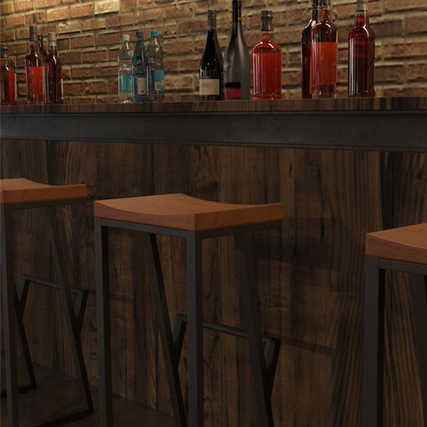 Industrial Rectangle Dining Stool Iron Footrest Bar Stool for Bristol