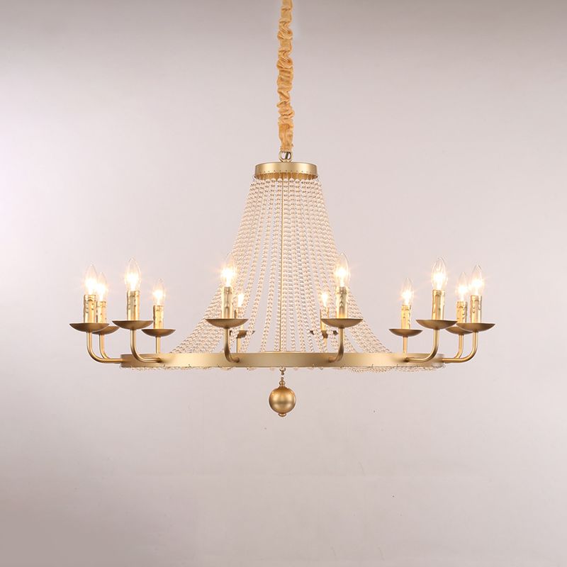 Candelabra Crystal Chandelier Lighting Fixture Countryside Living Room Pendant Light