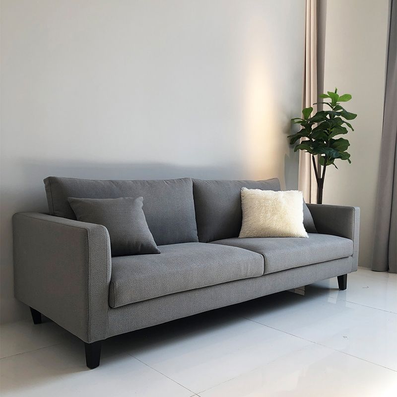 Contemporary Linen Tuxedo Arm Standard Sofa with Loose Back for Living Room